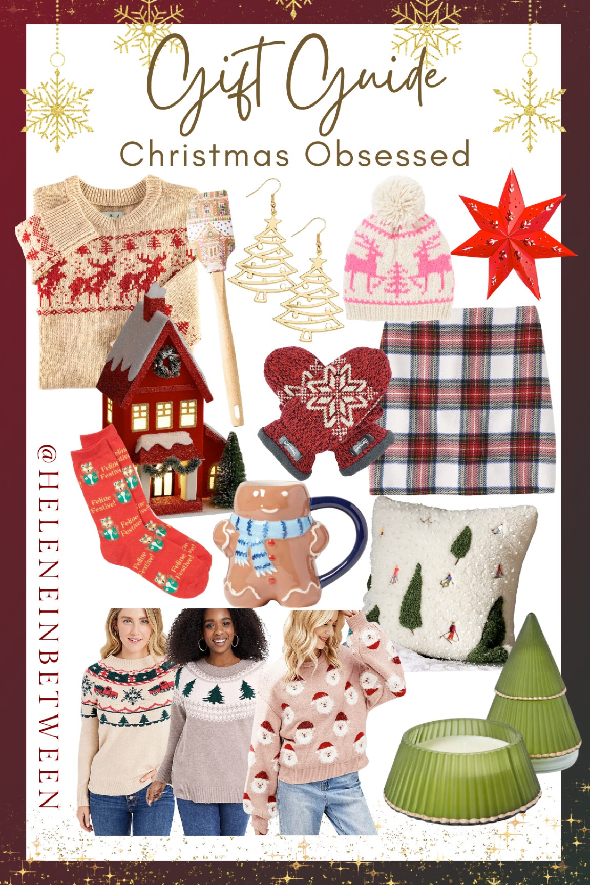 Gift guide for the Christmas obsessed! The most Christmas-y Christmas stuff! Fair isle Christmas sweaters, hats, purses, decor and make! 

#LTKunder100 #LTKHoliday #LTKGiftGuide