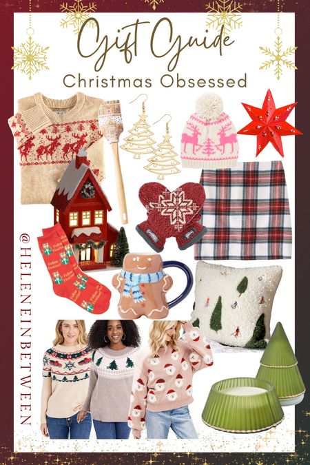 Gift guide for the Christmas obsessed! The most Christmas-y Christmas stuff! Fair isle Christmas sweaters, hats, purses, decor and make! 

#LTKunder100 #LTKHoliday #LTKGiftGuide