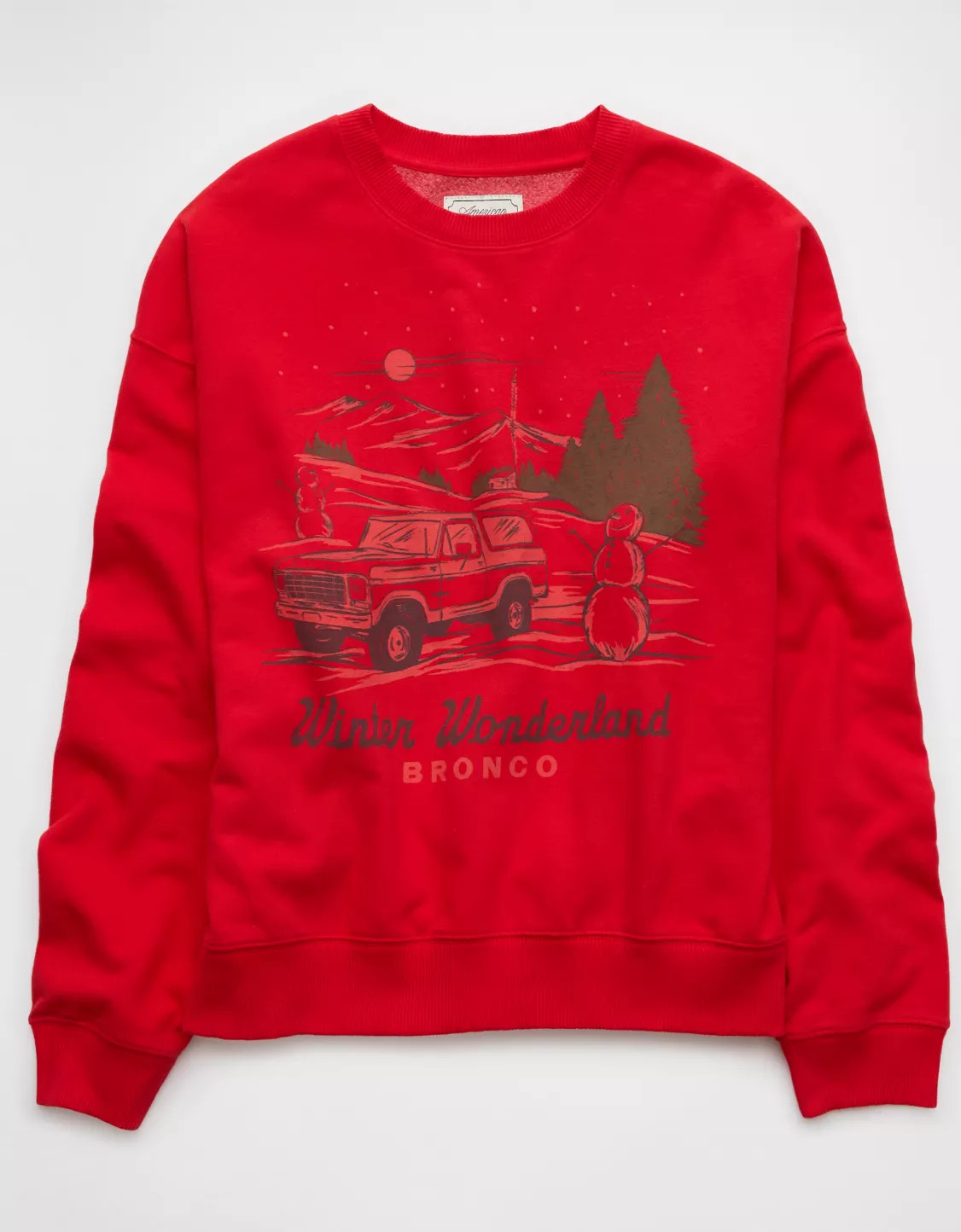 AE Holiday Bronco Graphic Relaxed Crew Neck Sweatshirt | American Eagle Outfitters (US & CA)