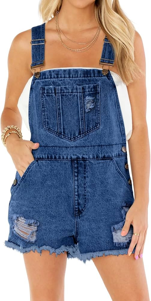 Cicy Bell Women's Cute Denim Overalls Shorts Vintage Revolt Distressed Jean Bib Shortalls with Po... | Amazon (US)