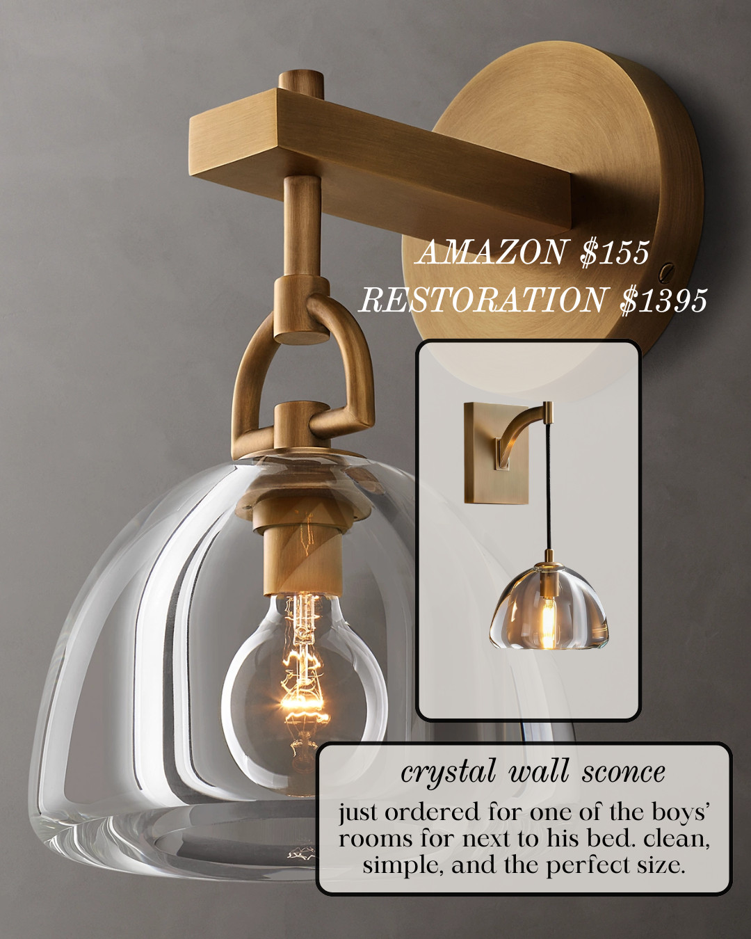 DON'T MISS — MODERN BRASS GLASS WALL SCONCE — DESIGNER DUPE

This MODERN BRASS GLASS SCONCE is the perfect clean, simple light for a bedroom or hallway. I ordered it for one of the boys’ rooms beside the bed, and the design is almost identical to the high-end version — but under $200 instead of $1,395.

#Amazon #TheHillaryStyle #ModernWallSconce #BrassLighting #BedroomLighting #DesignerDupe #LuxuryForLess #ModernHomeLighting #NeutralHomeDecor #AmazonLightingFind 

 #LTKU #LTKOver40 #LTKHome