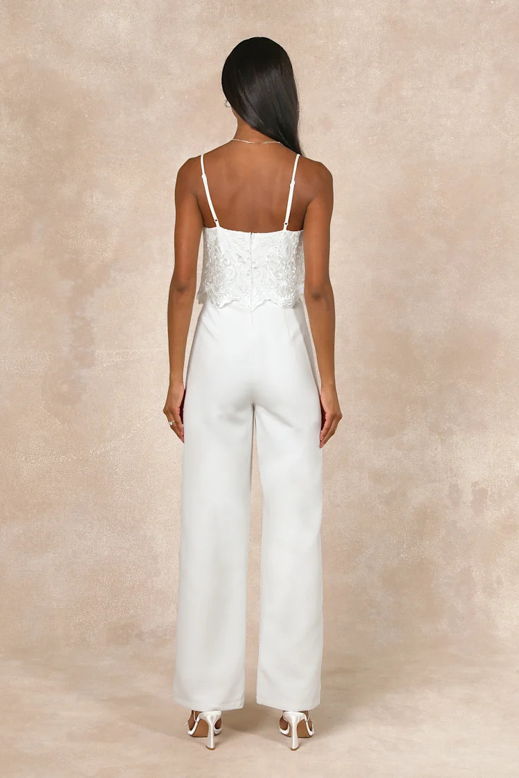 Exquisite Posture White Floral Embroidered Tiered Jumpsuit | Lulus