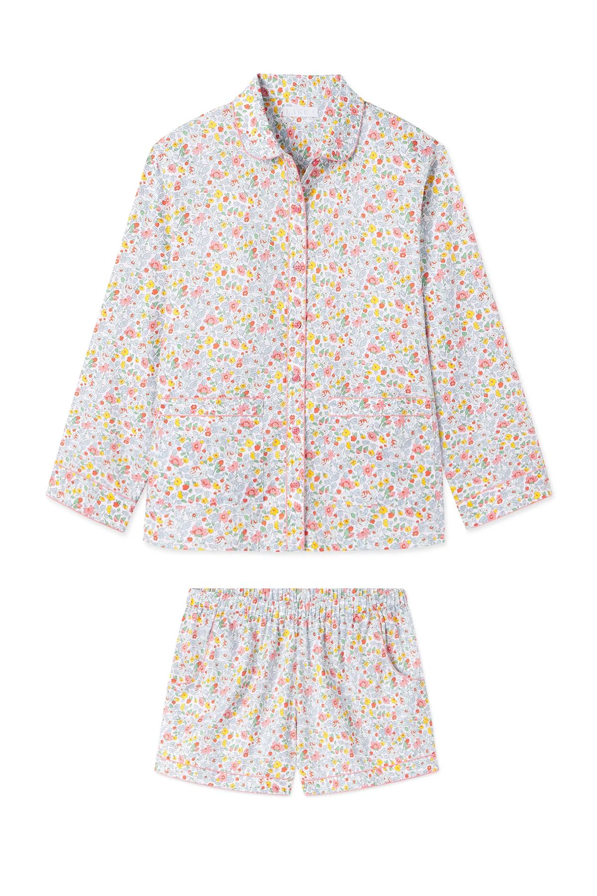 Poplin Piped Shorts Set in Elizabeth Floral | Lake Pajamas