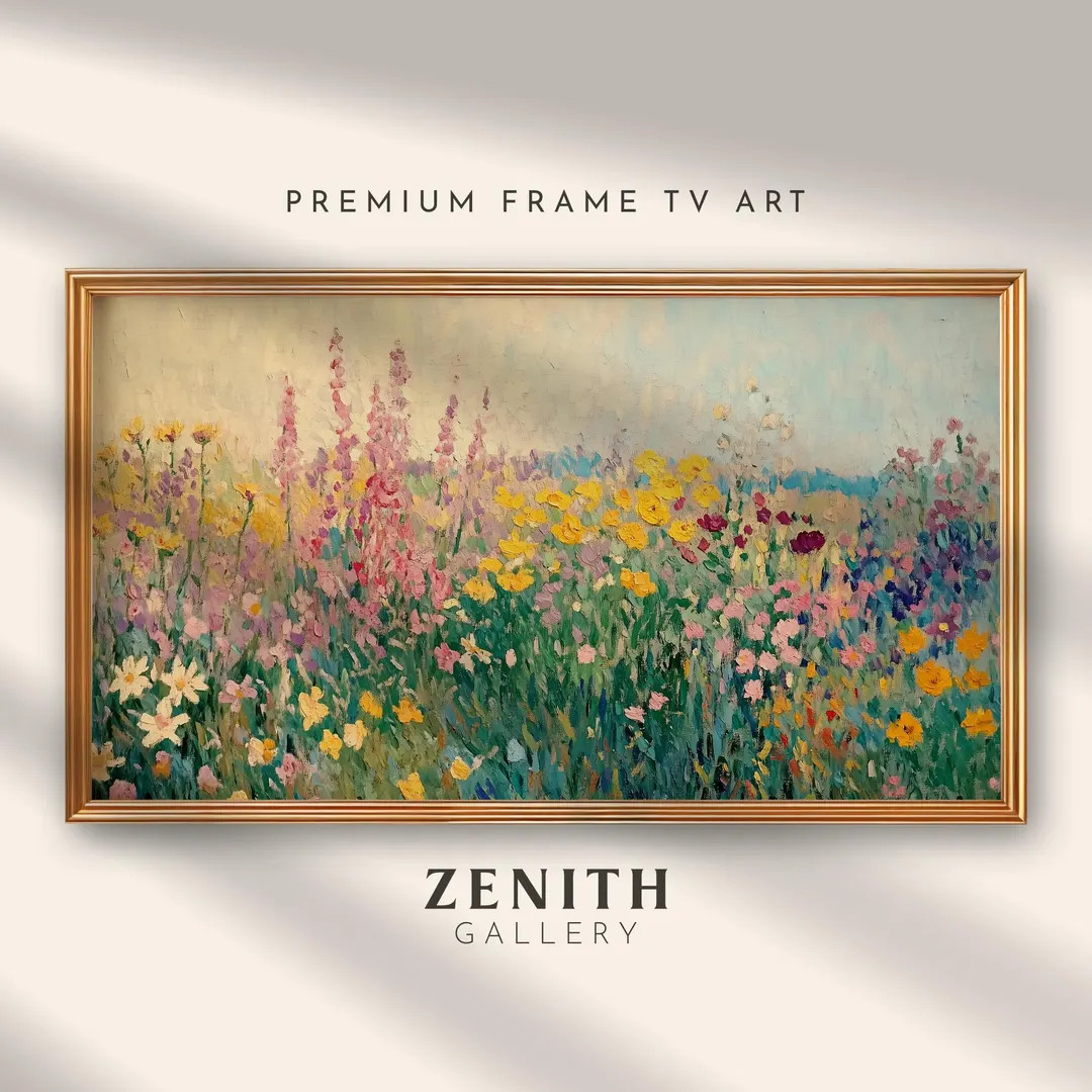 Frame TV Art Spring Wildflowers Textured Colorful Background for Samsung Frame Digital Download | Etsy (US)