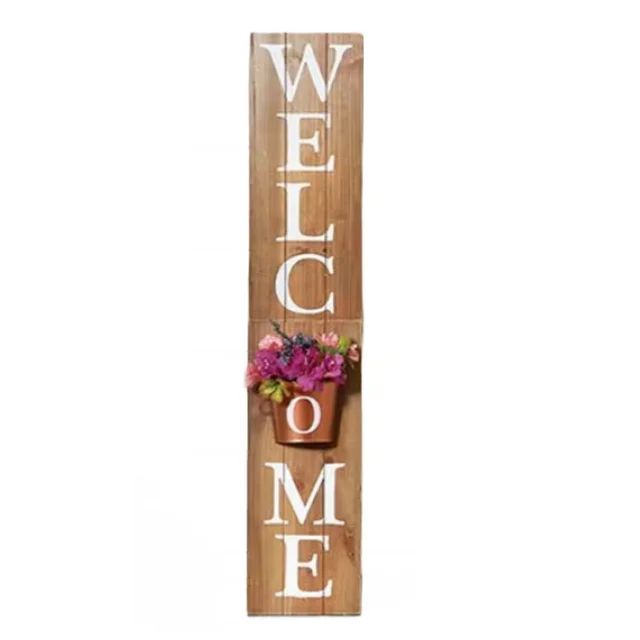 The Lakeside Collection Welcome Leaner Porch Sign with Planter for Spring or Summer | Walmart (US)