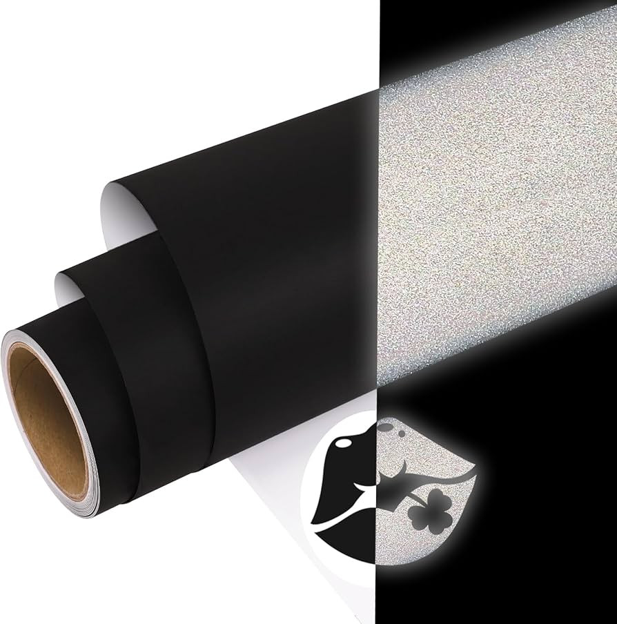 WRAPXPERT Black Reflective Vinyl for Cricut, 12" x5ft Reflective Vinyl Permanent Adhesive Roll fo... | Amazon (US)