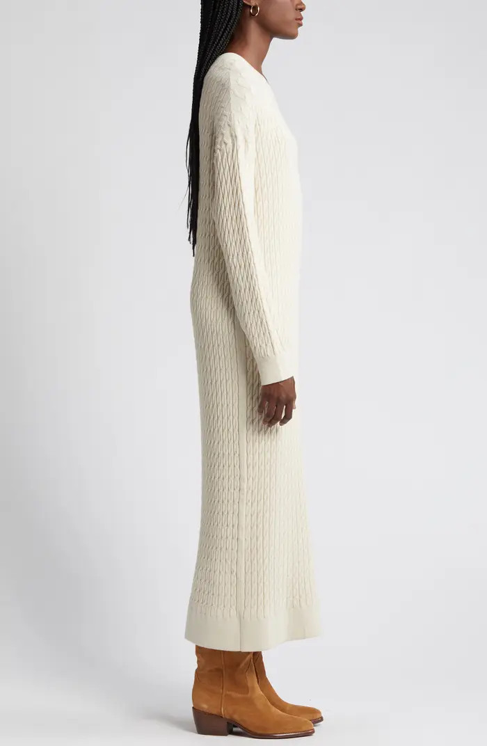 Cable Stitch Long Sleeve Midi Sweater Dress | Nordstrom