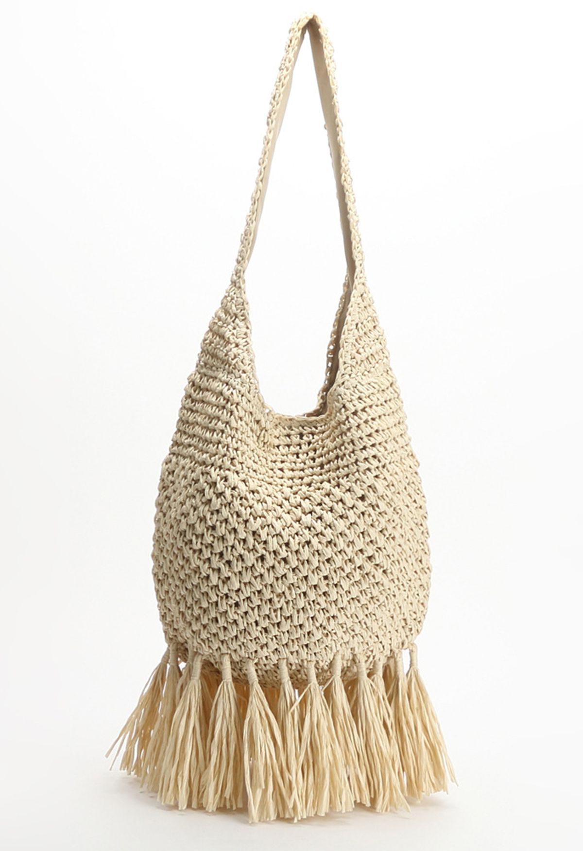 Tassel Hem Woven Straw Shoulder Bag | Chicwish