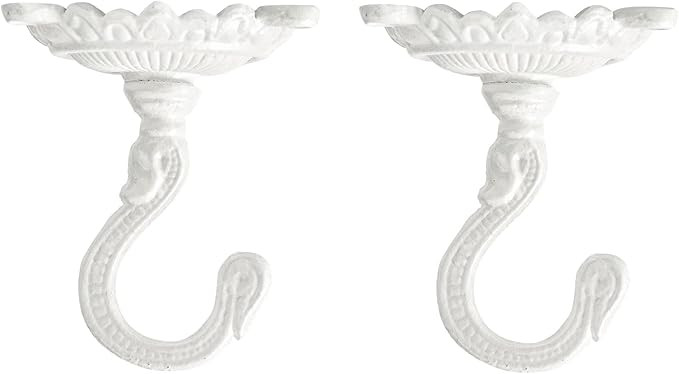 Sungmor Heavy Duty Ceiling Hooks for Hanging Plants, 2PC White 3.5x3.9Inch Large Cast Iron Ceilin... | Amazon (US)