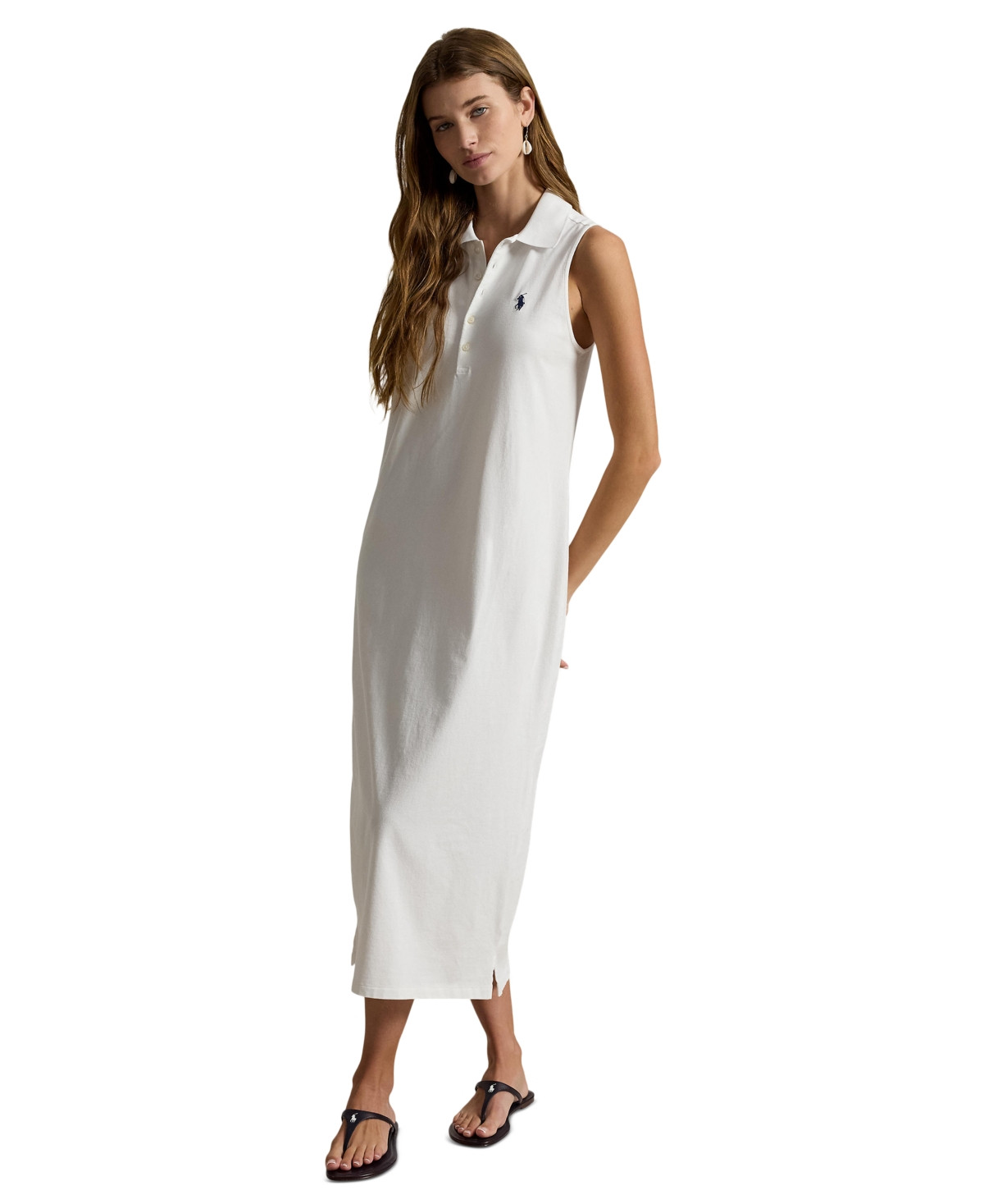 Polo Ralph Lauren Women's Stretch-Cotton Sleeveless Polo Dress - White | Macy's