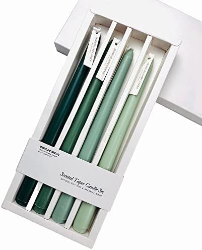 Taper Candles 10'' Colored Candle Sticks Set of 4 | Amber Sandalwood Scented, Natural Soy Wax | Home | Amazon (US)