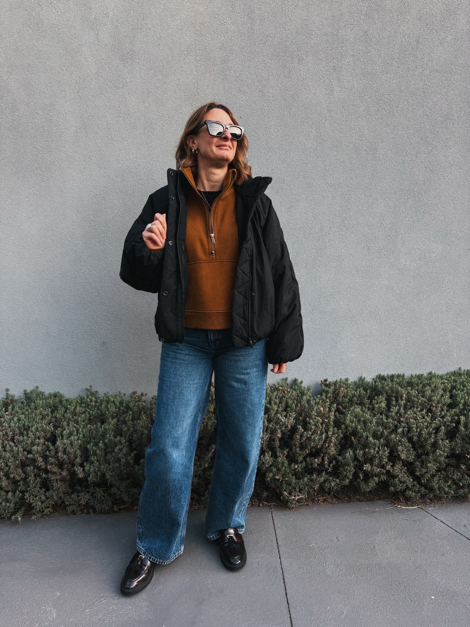Jeans - Assembly Label. Wearing usual 26 
Tee - Assembly Label. Wearing usual size 8 
Sweater & coat Lululemon. Sized to medium 
Loafers - Frankie 4 Footwear sized up one size

#LTKuk #LTKstyletip #LTKshoes