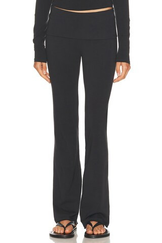 SKIMS Cotton Jersey Foldover Pant in Black | FWRD 