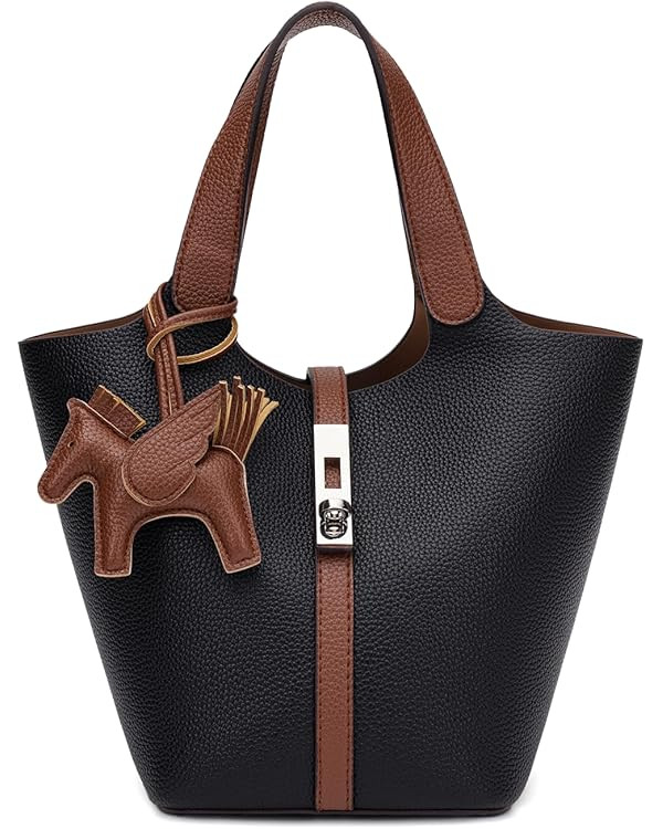 Tote Bag for Women Vegan Leather Bucket Purse for Women Top Handle Handbag Shoulder Bag with Deta... | Amazon (US)