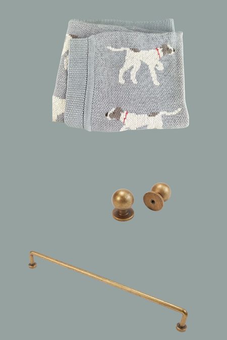 Doggy blanket and brass pulls from our nursery!