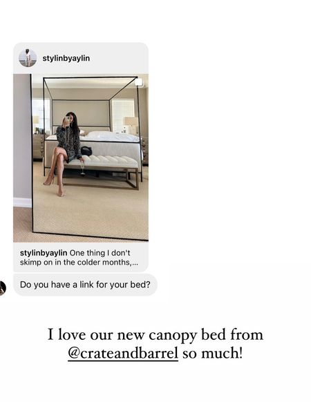 Canopy bed is from Crate and Barrel. ✨ #stylinbyaylin

#LTKhome #LTKstyletip