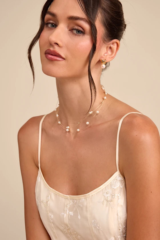 Kelly Gold Pearl Layered Necklace | Lulus