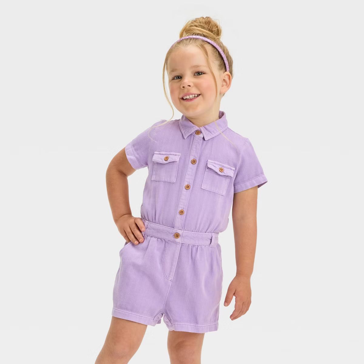 Toddler Girls' Solid Romper - Cat & Jack™ Lavender | Target