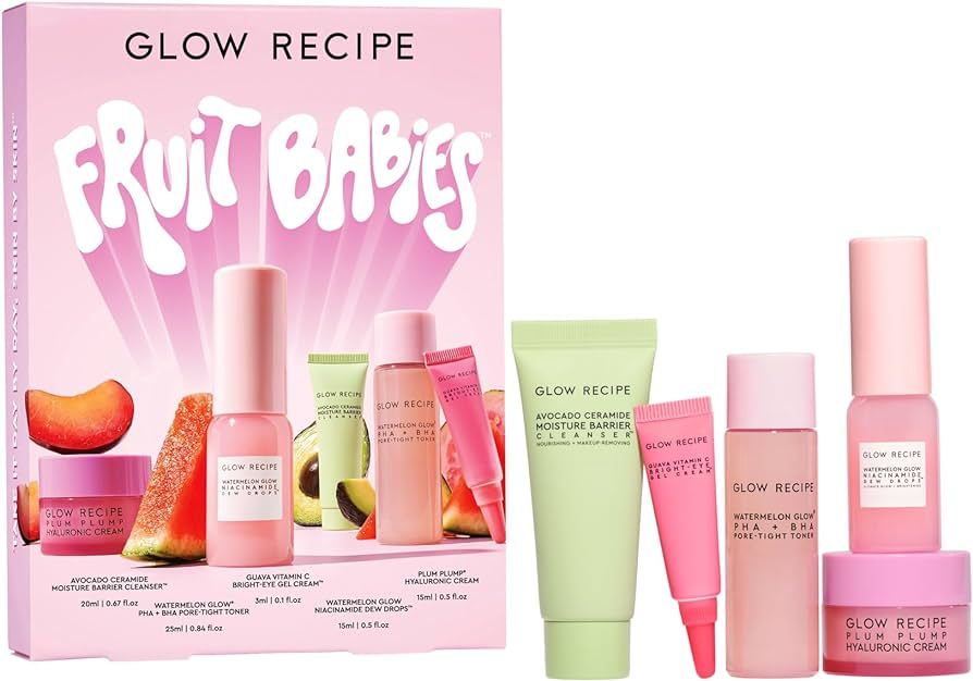 Glow Recipe Fruit Babies Skincare Kit - Gift Set with Ceramide Facial Cleanser, BHA Toner, Vitami... | Amazon (US)