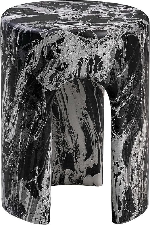 TOV Furniture Marisol 14" Round Marble Side Table in Black Finish | Amazon (US)