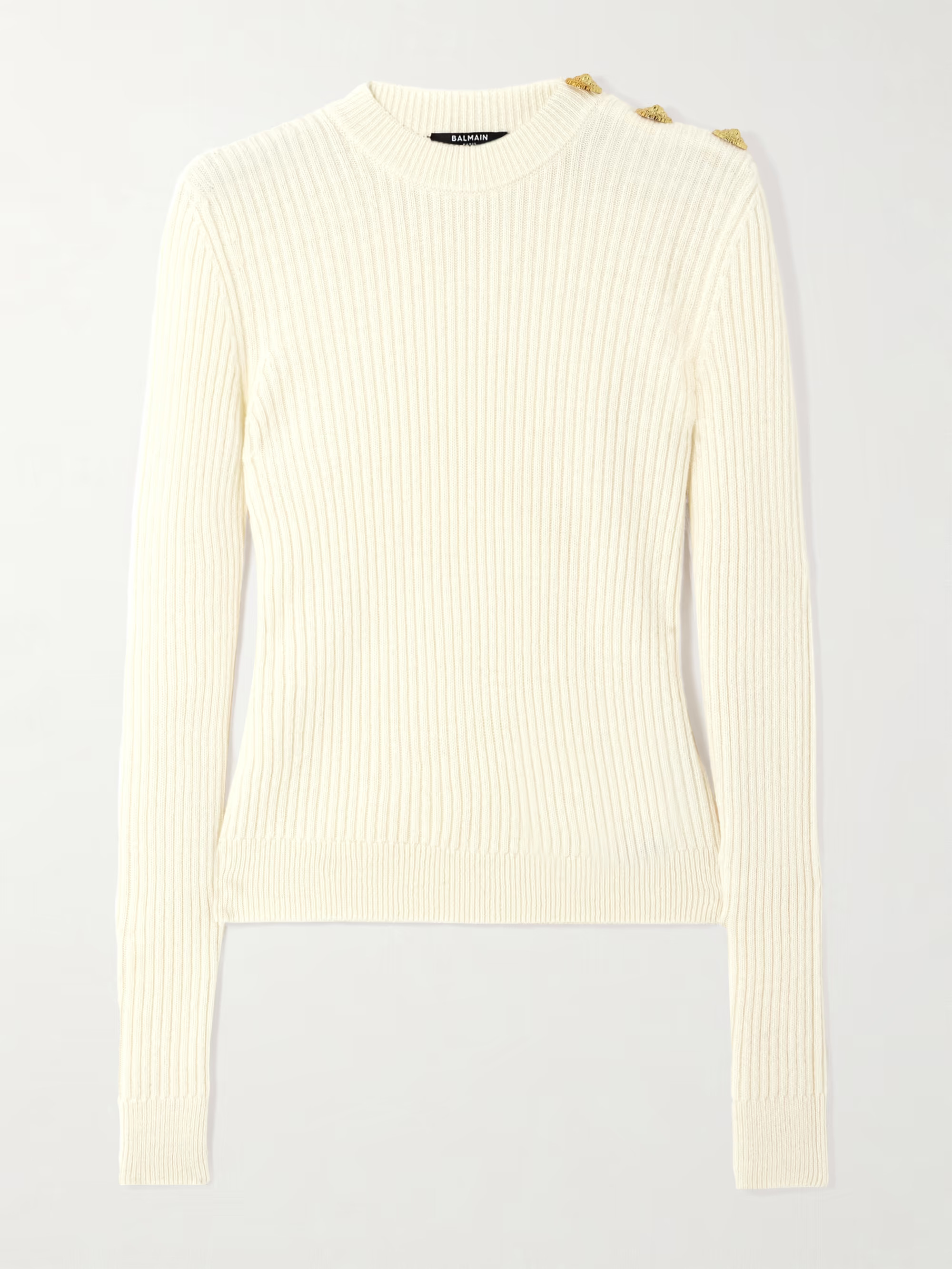 Button-embellished ribbed wool and cashmere-blend sweater | NET-A-PORTER (US)