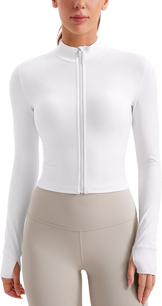 CRZ YOGA Womens Butterluxe Full Zip Cropped Workout Jacket Slim Fit Lightweight Athletic Yoga Top... | Amazon (US)
