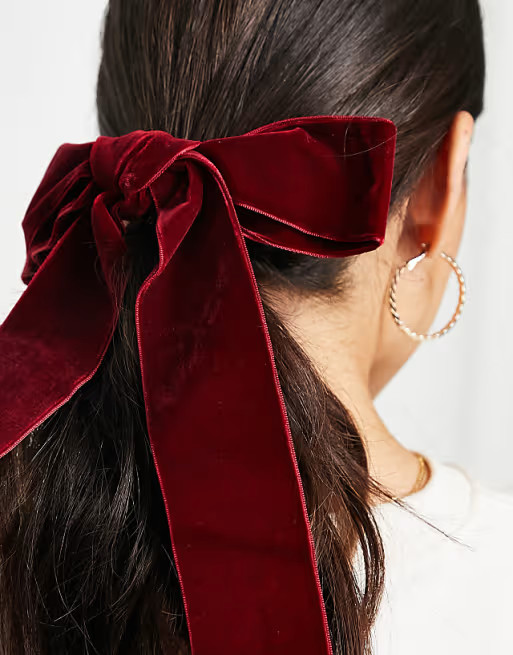 Kristin Ess The Velvet Bow Slide - Burgundy | ASOS (Global)