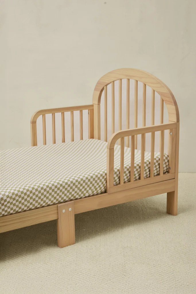 Sage Chequer Toddler Fitted Sheet | Solly Baby