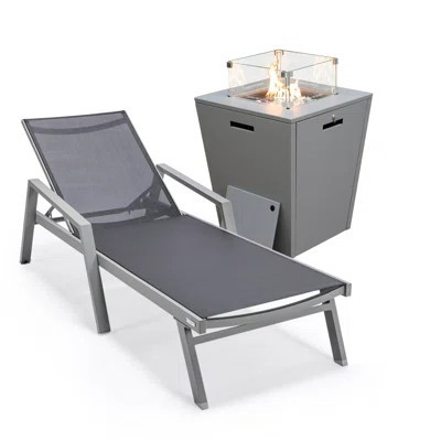 Outdoor Metal Chaise Lounge with Table | Wayfair North America