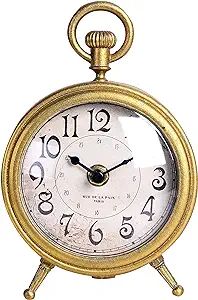 NIKKY HOME Vintage Gold Table Clock, Battery Operated Rustic Design, Chic Décor for Fireplace Ma... | Amazon (US)