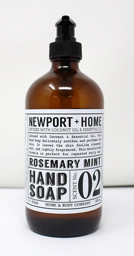 Newport Home and Body Co Hand Soap, Rosemary Mint, Glass Bottle | Amazon (US)