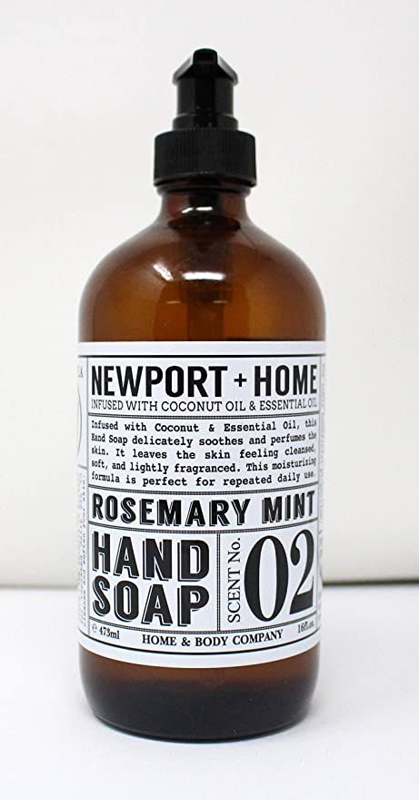 Newport Home and Body Co Hand Soap, Rosemary Mint, Glass Bottle | Amazon (US)
