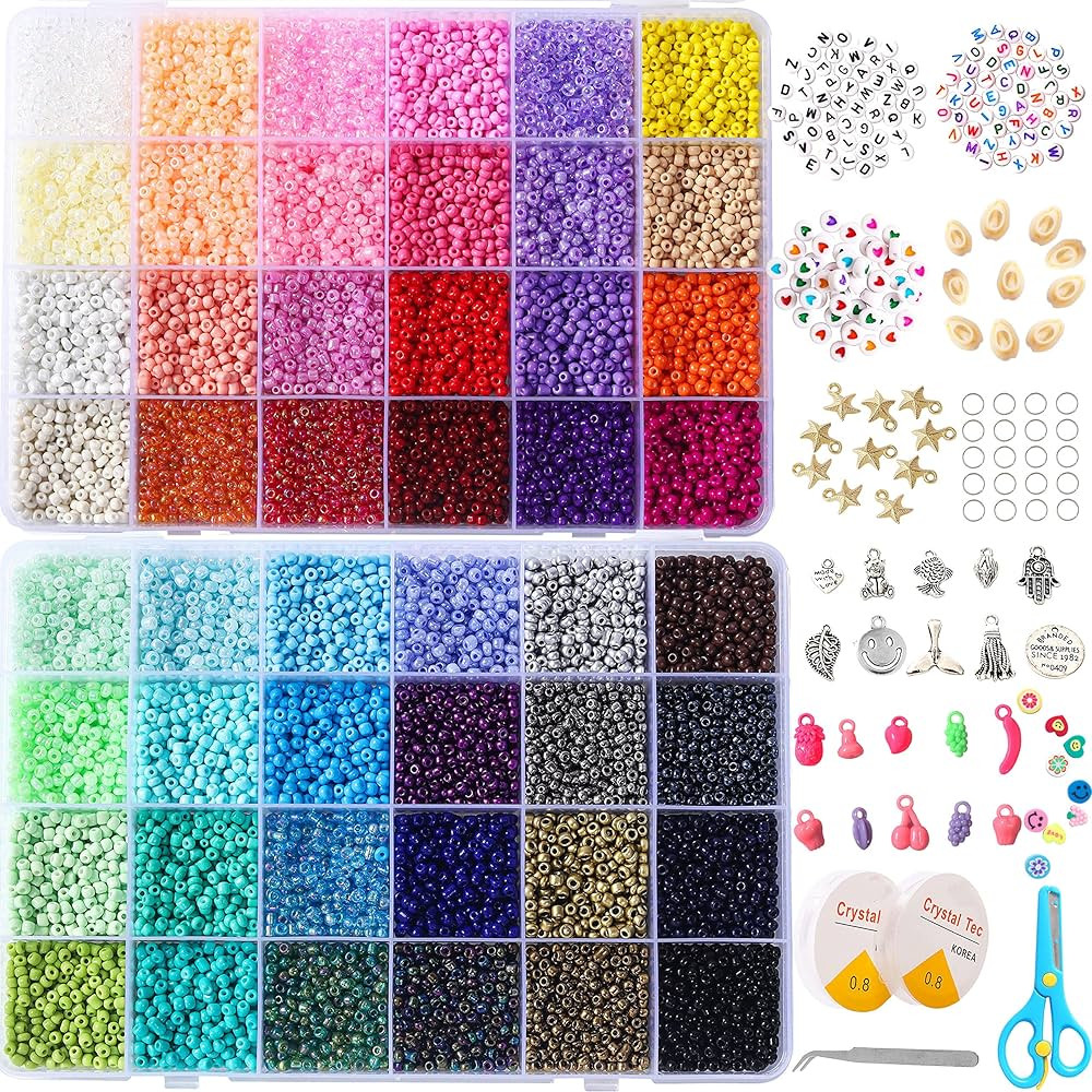 YITOHOP 18800+ pcs 3mm 8/0 48 Colors Glass Seed Beads,Waist Beads Kit,Small Jewelry Making Kits f... | Amazon (US)