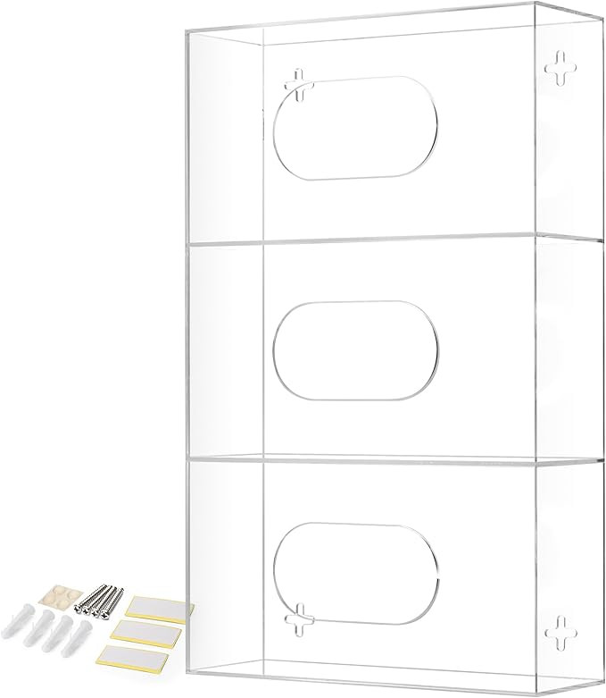 Storage Standard Triple Glove Box Holder Wall Mount Glove Dispenser - Disposable Glove Holder Wal... | Amazon (US)