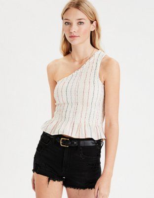AE Smocked One Shoulder Top | American Eagle Outfitters (US & CA)