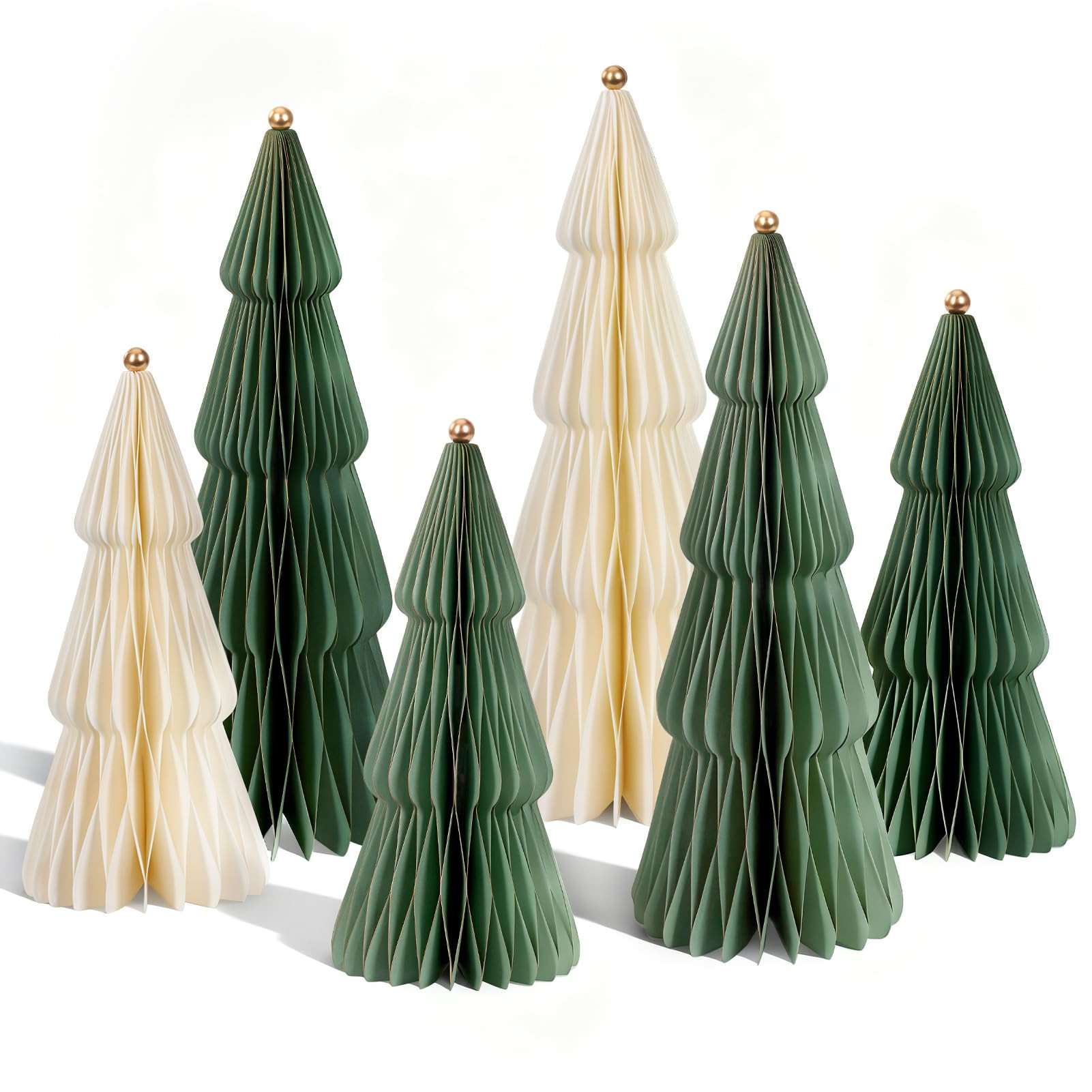 Paper Christmas Tree Christmas Table Decorations Neutral Christmas Decor 3D Honeycomb Xmas Trees ... | Amazon (US)