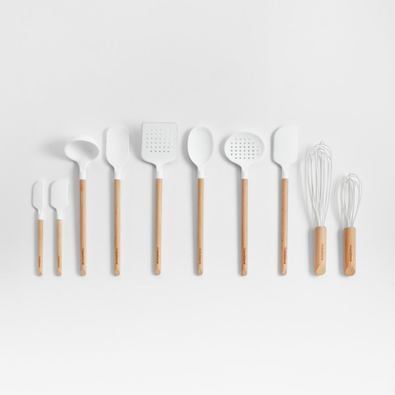 Crate & Barrel Wood and White Silicone Utensils, Set of 10 + Reviews | Crate & Barrel | Crate & Barrel