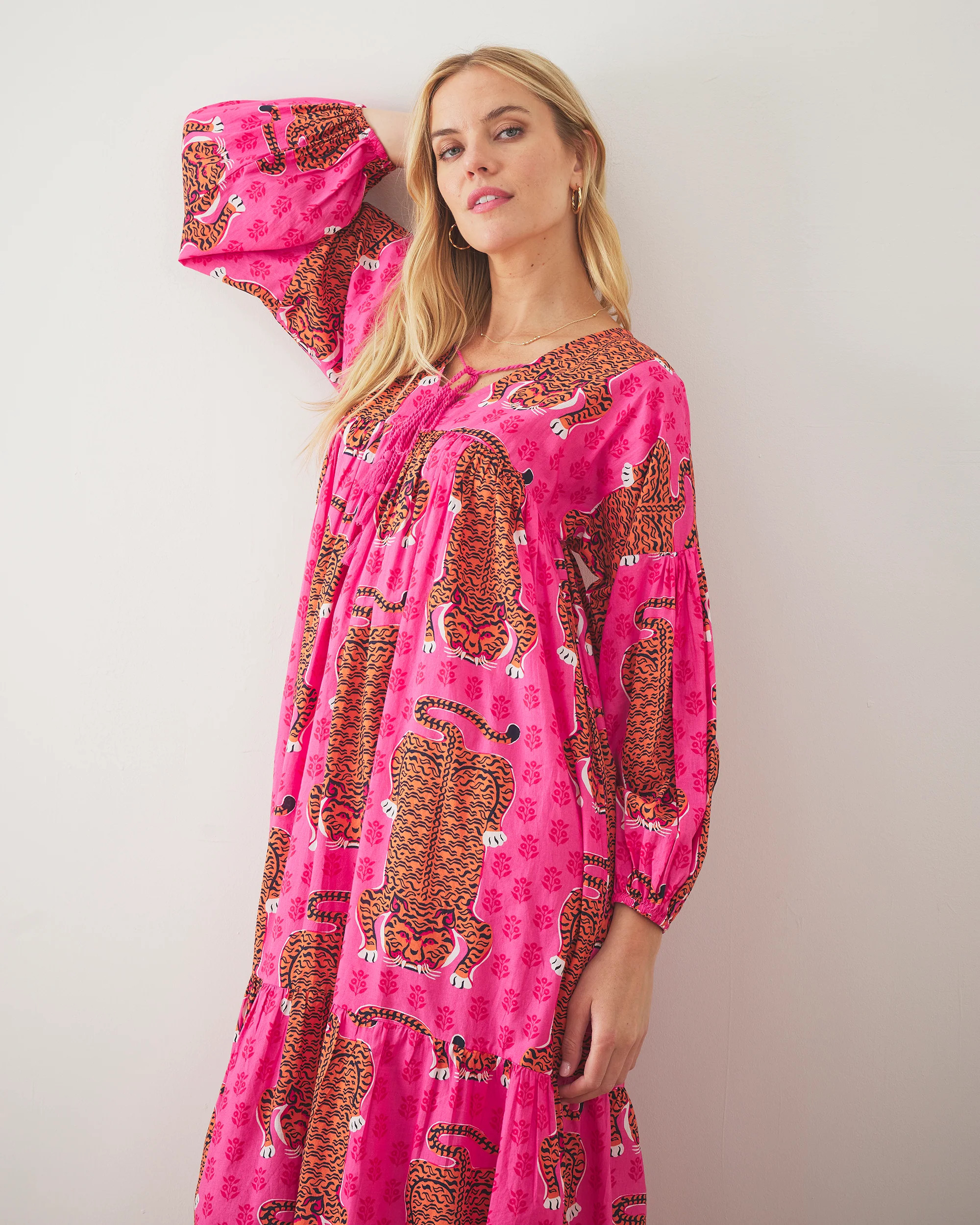 Siberian Stripes - Day Tripper Dress - Neon Rose | Printfresh