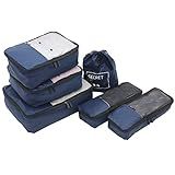 TPRC 6 Piece Packing Cubes, Shoe, Laundry Bag Travel Organizer Set, Navy Blue | Amazon (US)
