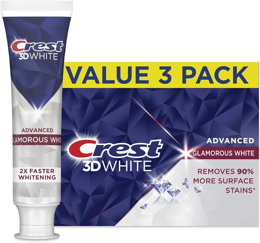 Crest 3D White Advanced Glamorous White Teeth Whitening Toothpaste, 3.3 oz, Pack of 3 | Amazon (US)