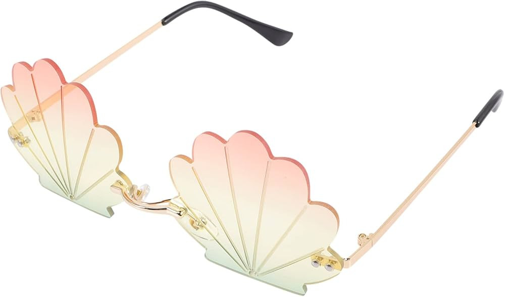 Kisangel Rimless Seashell Sunglasses Novelty Shell Shaped Eyeglasses Party Fun Sunglasses for Gir... | Amazon (US)