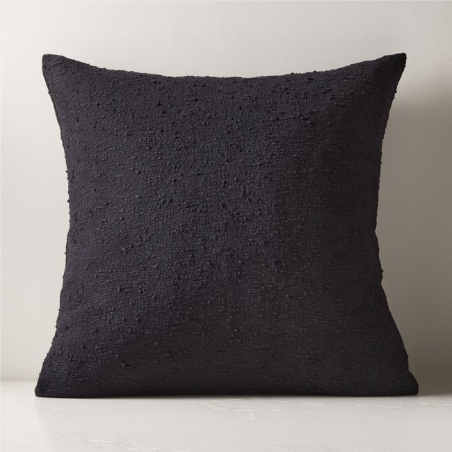 Black Boucle Throw Pillow with Down-Alternative Insert 23""x23 | CB2