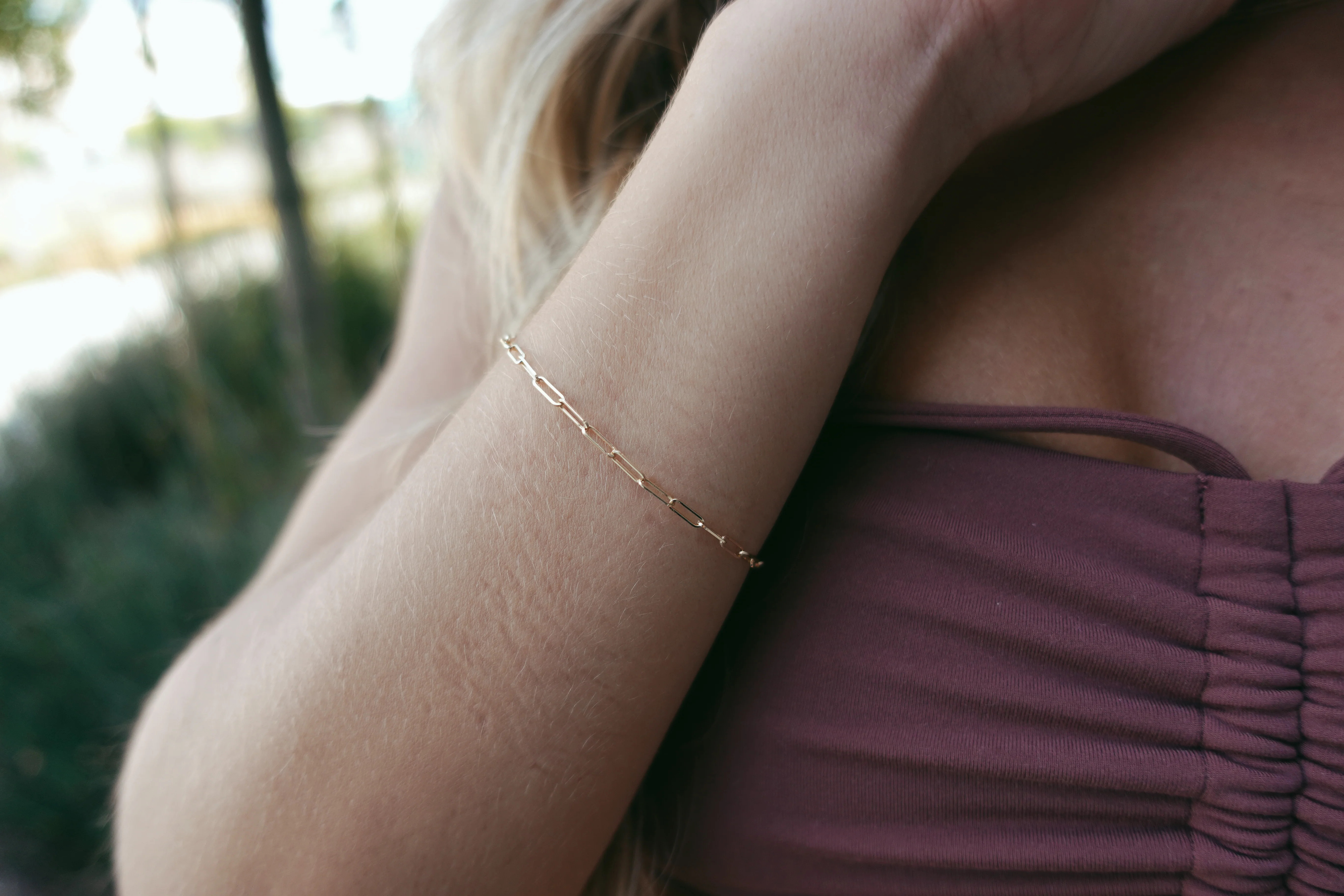 14K Gold Mini Paper Clip Bracelet | Dainty by DK