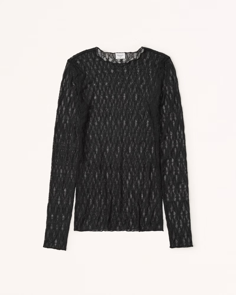 Long-Sleeve Tuckable Lace Top | Abercrombie & Fitch (US)