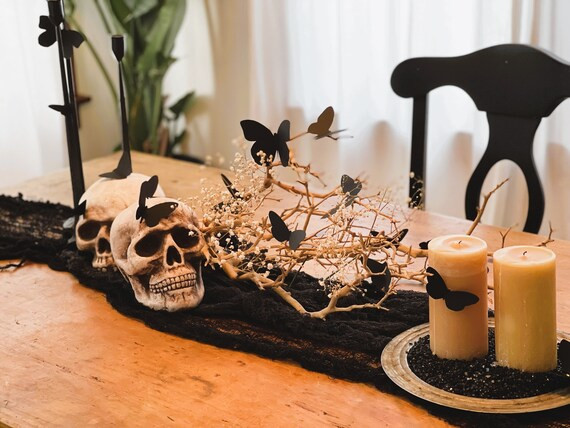 Black Paper Butterflies  80 Count  Chic Halloween Decor - Etsy | Etsy (US)