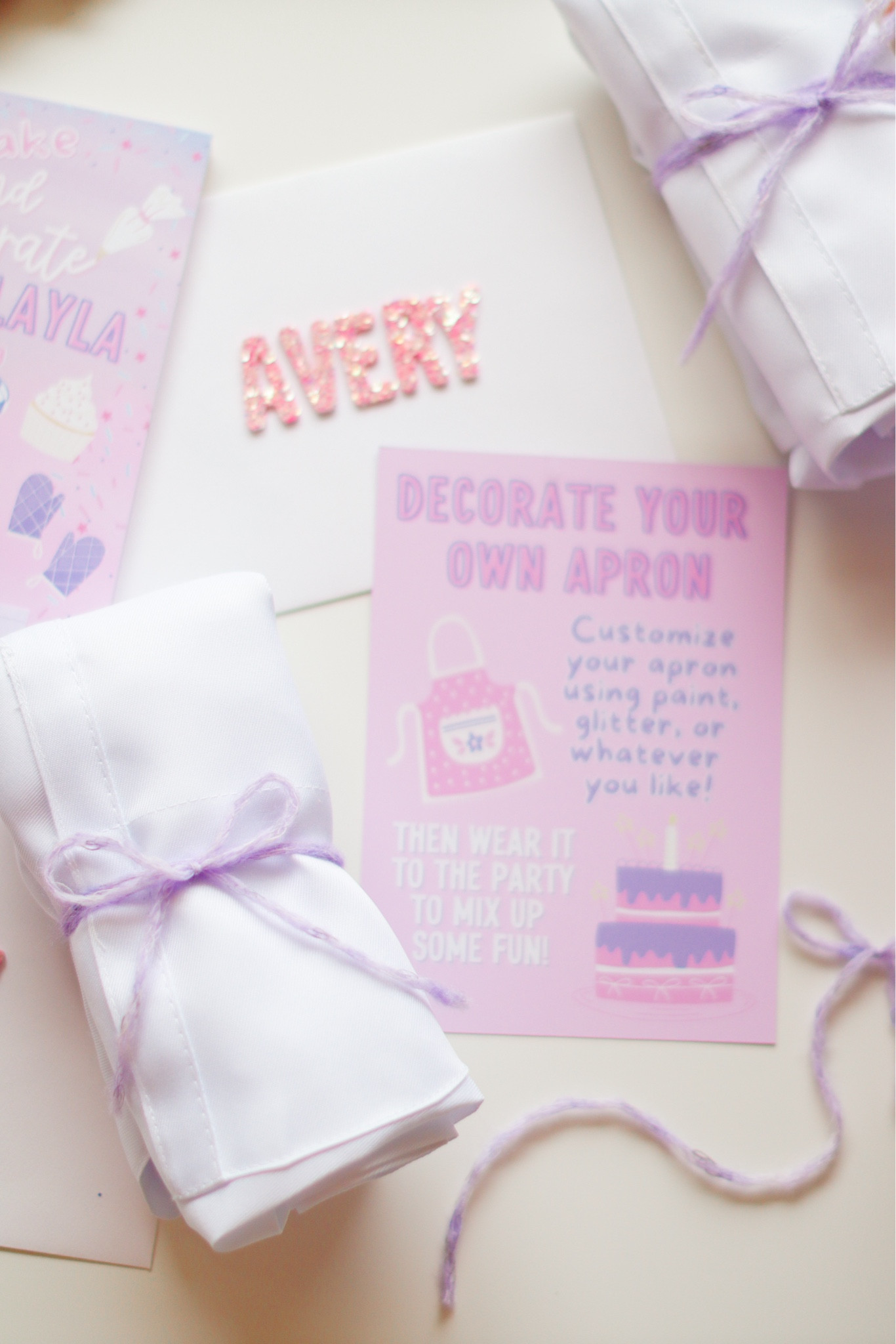 Baking party invitations - we added a white apron for each child to decorate and wear to the party! 👩🏻‍🍳

#LTKKids #LTKFamily #LTKParties