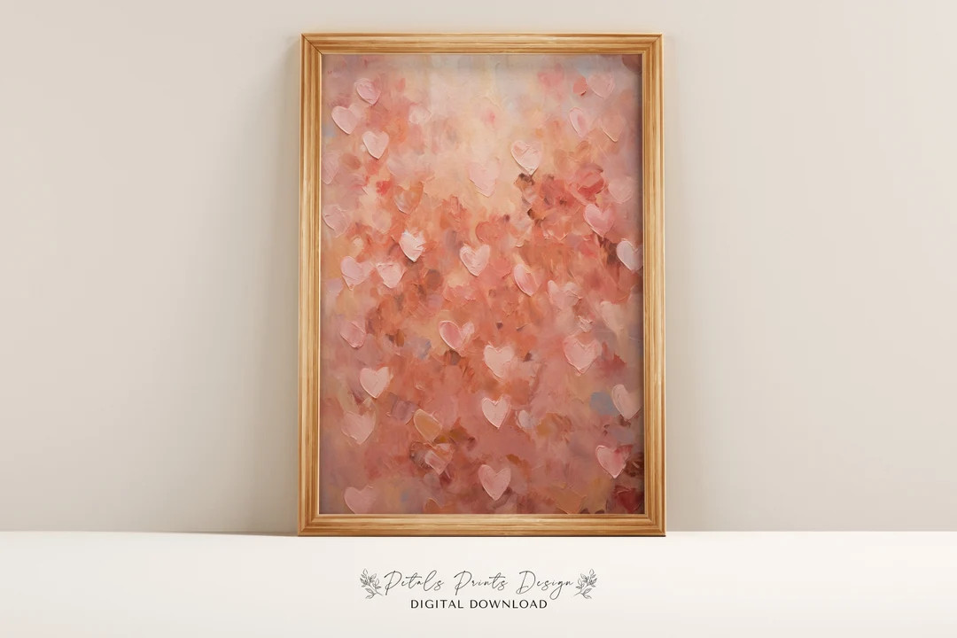 Valentines Day Red Pink Heart Print Valentine Printable Art Valentine Wall Art Watercolor Valenti... | Etsy (US)