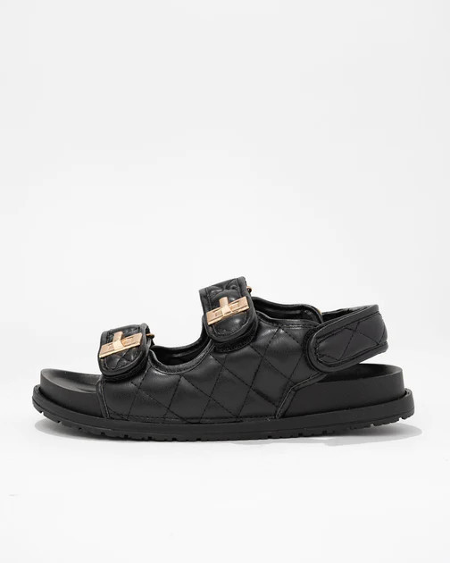 Albina Quilted Platform Sandals - Black | VICI