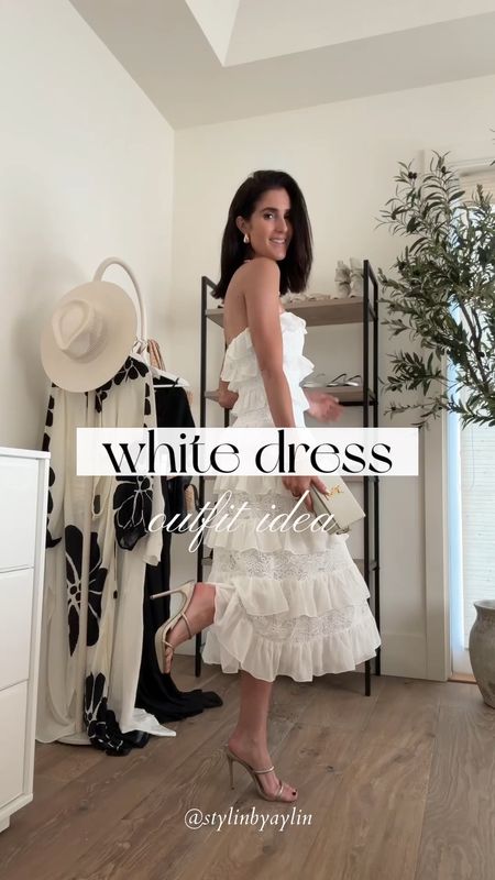 White dress  styled two ways! This dress would be perfect for a bride to be, or for a special occasion but here I dressed it down for wine tasting 🍷 I’m just shy of 5-7” and wearing the size XS 

#LTKWedding #LTKStyleTip