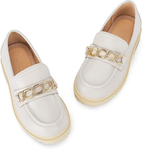 Coutgo Girls Slip On Penny Loafers Platform School Uniform Flats Round Toe Chunky Heel Dress Shoe... | Amazon (US)